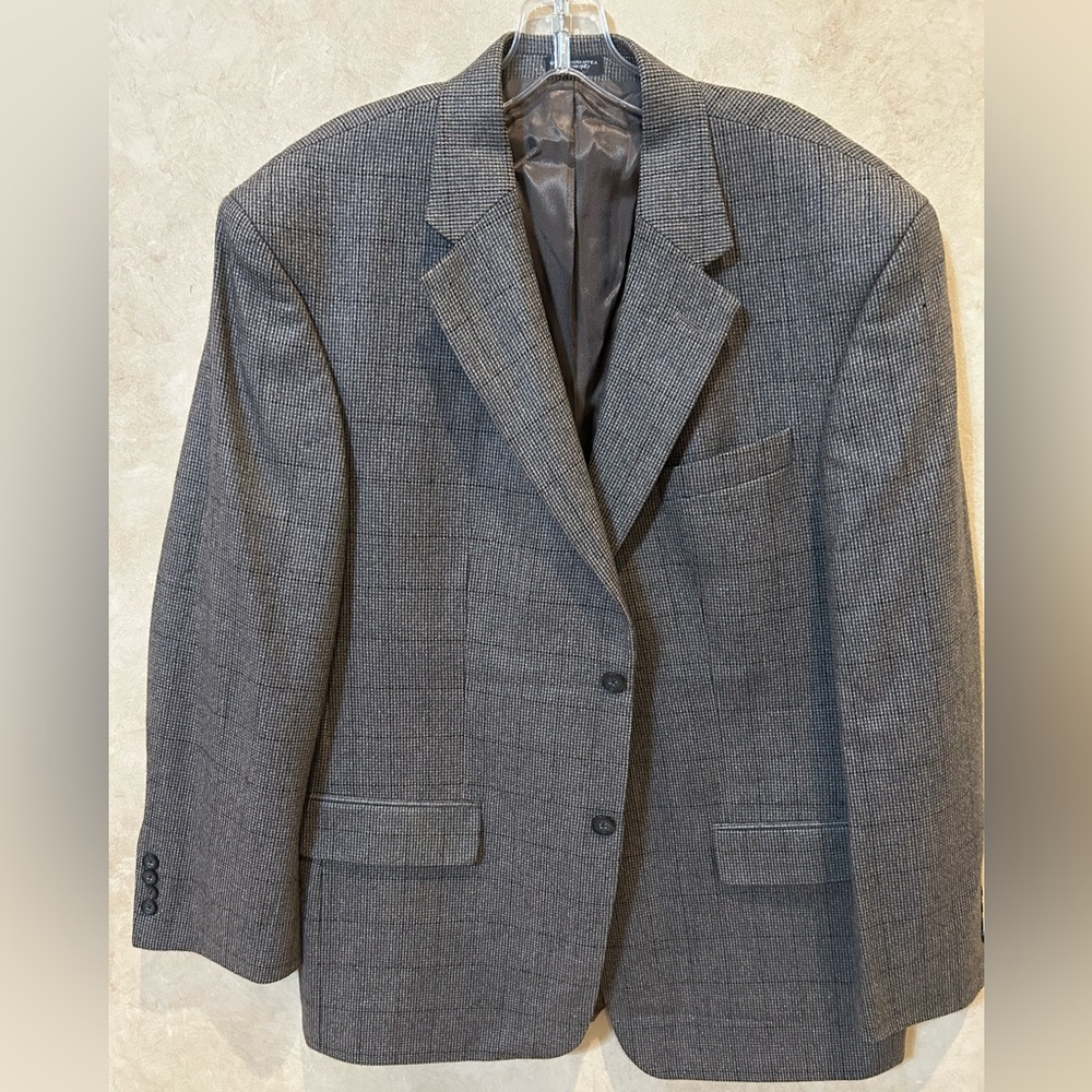 Oscar de la Renta Charcoal Blazer vintage 44r lamb wool cashmere blend